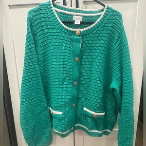 Nicole Miller Teal Button-Up Cardigan